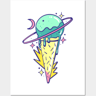 Saturn icecream cone Posters and Art